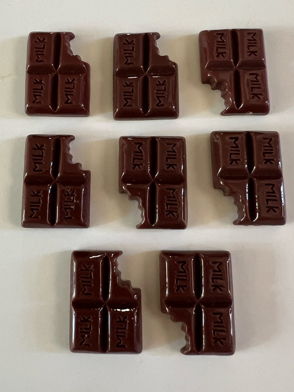 8 pcs Milk Chocolate Bar Fake Food Bitten Charms Slime Cabochon Resin Flatbacks